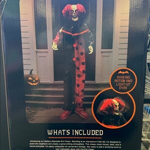 Evil Clown Halloween Decoration with Red Hair
